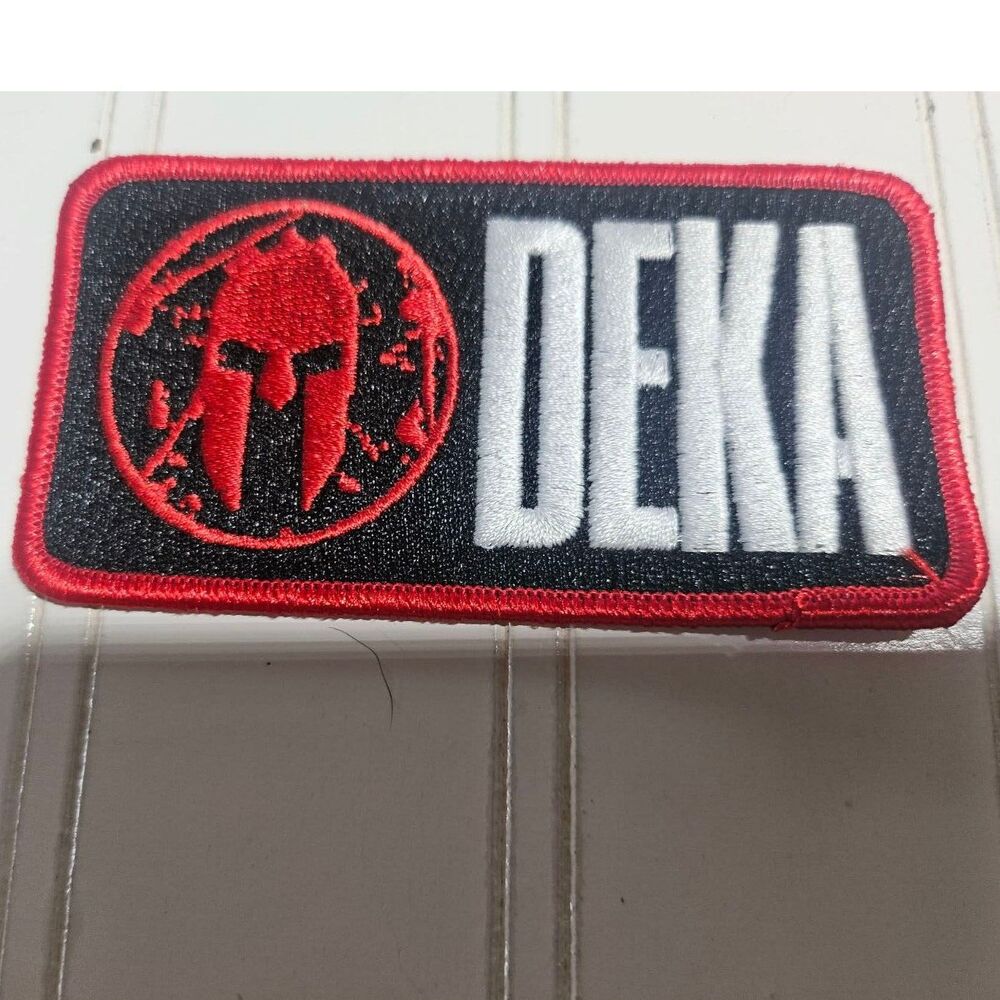 Spartan DEKA FIT Embroidered Patch Black Red White Iron On Fitness Racing New